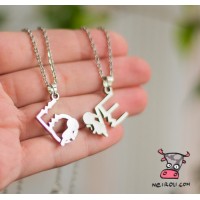 Кулон парный для двоих "Love".Silver. Нержавеющая сталь